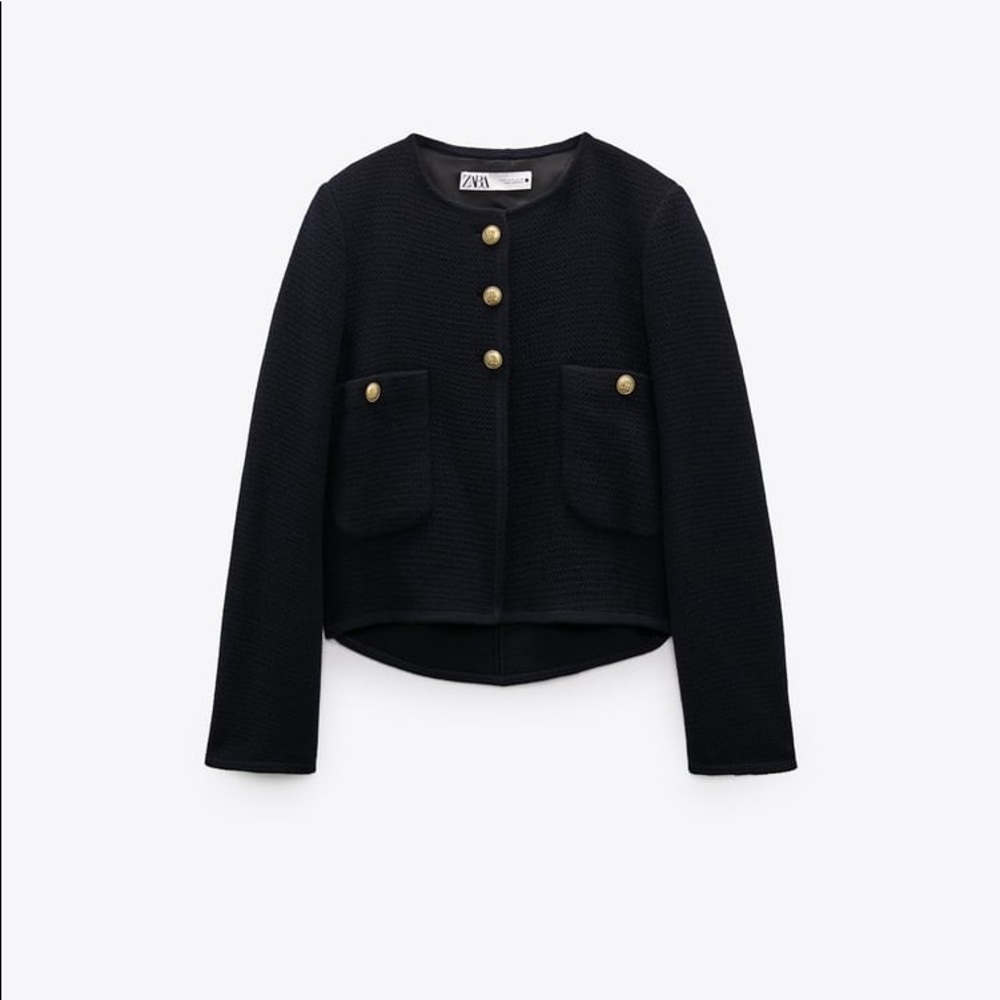 Zara Dark Navy Blue Metal Button Jacket